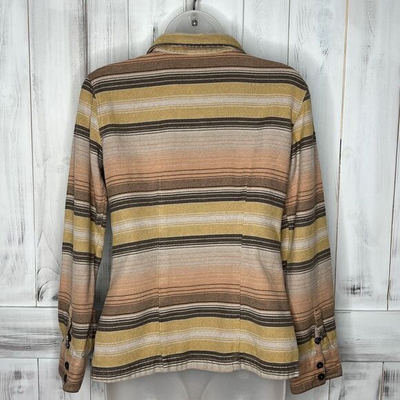 WOMENS PATAGONIA GRAY YELLOW ORANGE STRIPED LONG SLEEVE BUTTON FLANNEL SHIRT 2 - Picture 6 of 12